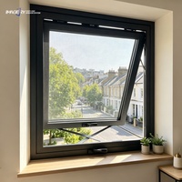 Fenêtre à manivelle en aluminium avec brise-thermique, verre trempé double vitrage, isolation thermique, système de profilés isolants