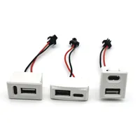 Prise USB femelle double couche blanche type-C, prise de charge USB femelle pour lampe, prise d'alimentation 2P avec connecteur de câble