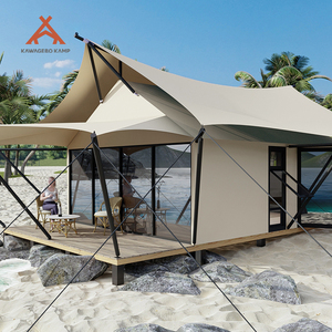 Kawagebo Kamp Tentes d'hôtel Safari de luxe étanches pour <span class=keywords><strong>camping</strong></span> en plein air, lodge de villégiature glamping, maison avec salle de bain, 5x9m - Product Image 1