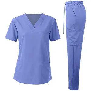プラスサイズの快適な病院の制服スクラブユニフォームセット病院の看護師美容院の制服