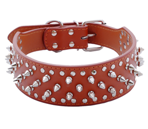 Collar para Perro Grande de Cuero Ajustable, Muy Resistente, con Tachuelas y Púas - Product Image 5