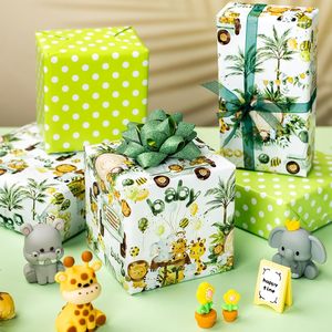 Baby Shower <b>Wrapping</b> <b>Paper</b> Birthday <b>Wrapping</b> <b>Paper</b> Green double-sided animal <b>wrapping</b> <b>paper</b> Children's gift <b>wrapping</b> <b>paper</b> - Product Image 2