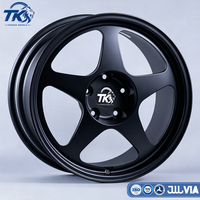 Rines de Aleación Forjados de 5 Radios Estilo JDM Clásico RegaMaster EVO II de 17, 18 y 19 Pulgadas, 5x114.3, Color Negro Satinado para Honda Civic Fit