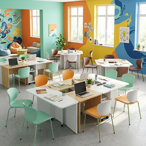 Silla de Estudio Cómoda de Alta Calidad para Biblioteca Escolar, Asiento Moderno Minimalista de Plástico para Invitados en Universidad - Product Image 2