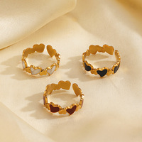 Vente en Gros Nouveau Design Bague Ouverte Cœur Amour Plaqué Or 18K Rétro Mode Acier Inoxydable Bijoux Cœur pour Femme