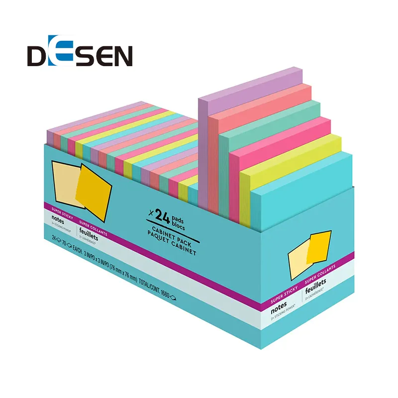 Fournitures de papeterie autocollantes personnalisées DESEN 3X3 pouces, blocs-notes avec logo personnalisé