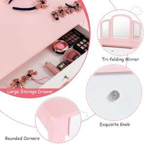 <span class=keywords><strong>Tocador</strong></span> de madera moderno para niños, juego de <span class=keywords><strong>tocador</strong></span> rosa con espejo giratorio de 360 grados para juegos de simulación y uso en el dormitorio de las <span class=keywords><strong>niñas</strong></span> - Product Image 2