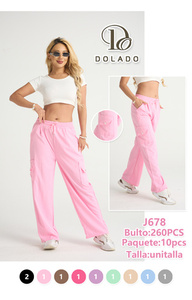 J678 Pantaloni Cargo da Donna in Maglia Traspirante Vestibilità Ampia Lunghezza Intera Vita Media con Coulisse Casual Tinta Unita per Primavera - Product Image 3