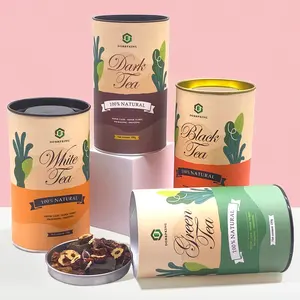 Venta al por mayor personalizado impreso grado alimenticio tubo de papel redondo hermético té embalaje tarro de cartón para alimentos