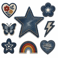 Patch thermocollant brodé avec motifs Cœur et Fleur pour la réparation de vêtements en jean, vente en gros personnalisée