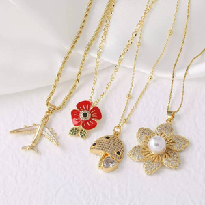 <span class=keywords><strong>BD</strong></span>-L4555 populaire champignon colliers pour cadeaux fleur colliers 18k plaqué or <span class=keywords><strong>avion</strong></span> colliers - Product Image 2