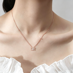 Collar con Colgante de Trébol de Plata de Ley 925 con Circonitas, Personalizado para Mujer, con Cadena de Eslabones, para Regalo de Compromiso, Boda o Aniversario - Product Image 5