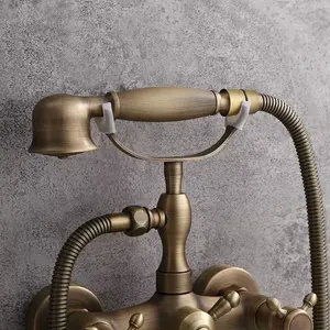 Robinets de baignoire de salle de bain en <span class=keywords><strong>laiton</strong></span> antique <span class=keywords><strong>avec</strong></span> main de douche - Product Image 4