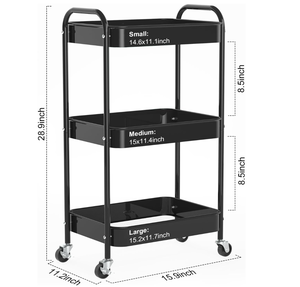 Carrello Portaoggetti in Metallo a 3 Ripiani, Scaffale di Alta Qualità per Organizzazione Domestica, <span class=keywords><strong>Porta</strong></span> <span class=keywords><strong>Spezie</strong></span> per <span class=keywords><strong>Cucina</strong></span> e Bagno - Product Image 3