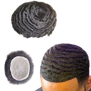 Pizzo 10mm Afro onda arricciatura per gli uomini neri unità di ricambio dei capelli 130% densità africano americano unità di capelli parrucche - Product Image 6