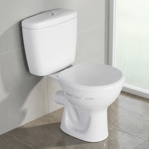 โถสุขภัณฑ์แบบสองชิ้น Twyford Style Aqua สีขาว เซรามิก ระบบ S-Trap แบบ Washdown พร้อมฝารองนั่งไม้แบบเลื่อน - Product Image 3