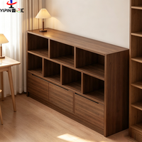 Bibliothèque basse en bois personnalisée avec étagères ouvertes et tiroirs, meuble de rangement moderne pour salon, chambre et bureau