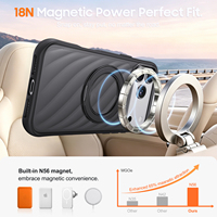 Nueva Funda Magnética Transparente para Teléfono con Anillo de Soporte, Textura Ondulada, Resistente a Impactos, TPU+PC, para iPhone 18 17 16 15 14 Pro Max