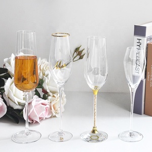 Custom Printed clear CRYSTAL elegant stem flutes champagne glasses with logo from the wedding - Product Image 2