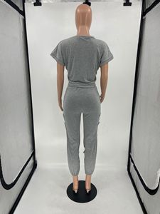 Set di camicia e <span class=keywords><strong>pantaloni</strong></span> in cotone personalizzati donna autunno abbigliamento donna tute sportive da jogging camicia corta scava fuori Set di <span class=keywords><strong>pantaloni</strong></span> da 2 pezzi - Product Image 4