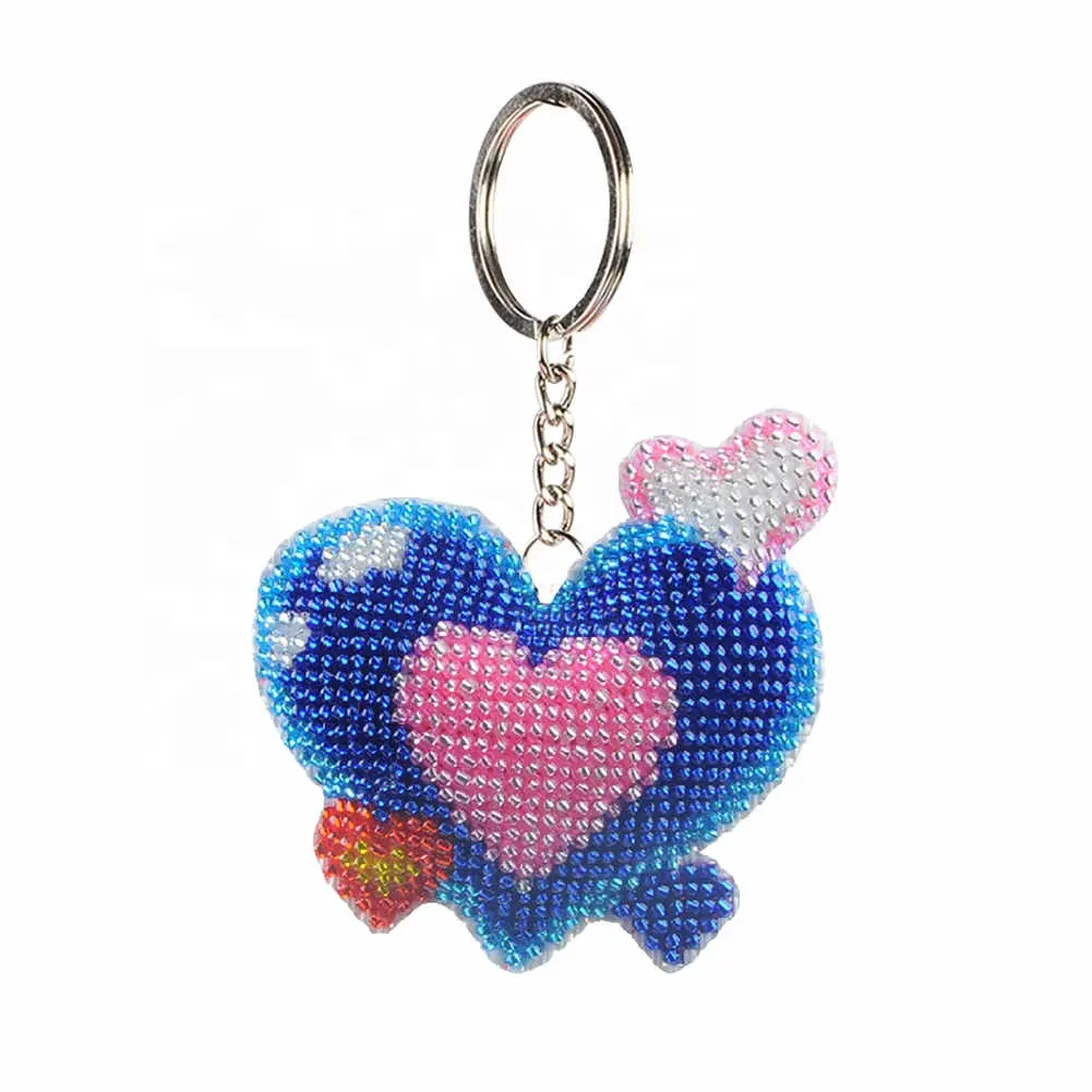 DIY Bead Cross Stitch Keychain Printed Bead Embroidery Needlework Key Ring Kit for Women Bag Pendant Beadwork Handmade Craft