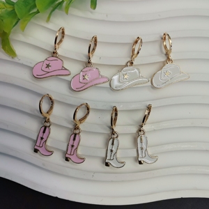 Western Style Cowgirl Earrings Cowboy <strong>Boot</strong> Hat Hoop Earrings Drop Dangle Enamel Cowgirl <strong>Boot</strong> Charms <strong>Jewelry</strong> for Women Western - Product Image 1