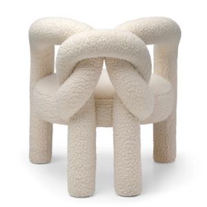 Sillón de Diseño Contemporáneo con Estructura de Hierro y Tapicería de Tela Teddy con Nudos, para Hogar, Oficina y Apartamento - Product Image 3