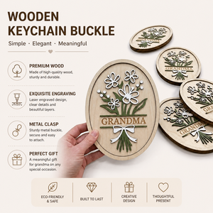 Letrero Decorativo de Madera Floral 3D Personalizable, Regalo Grabado Personalizado para el Día de la Madre y Recuerdo para la Abuela - Product Image 2