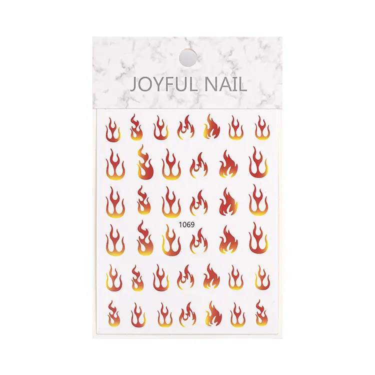 Free Sample Halloween manicure magic flame stickers ultra-thin nail stickers back glue ins color flame nail stickers