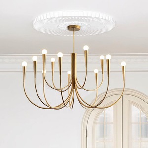 Lámpara de techo redonda retro francesa americana con LED E14 de múltiples cabezales para sala de estar, dormitorio, comedor, estudio, hogar. - Product Image 2