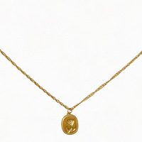 Collier pendentif en acier inoxydable vintage en forme de rose 3D, accessoire polyvalent et tendance en acier inoxydable