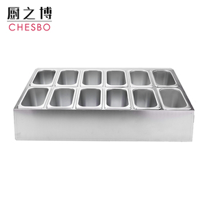 Hotel Buffet Equipment 3/4/5/6/8/10/12 Grid Stainless Steel Sauce Gastronorm Metal Food Container Rack Condiment GN <strong>Pan</strong> <strong>Holder</strong> - Product Image 4