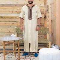 Nouvelle Robe Longue Musulmane pour Hommes, Abaya Caftan à Rayures Islamiques, Style Saoudien, Dubaï, Arabe, Eid, Marocain, Thobe, Jubba, Jalabiya, Été, Ramadan