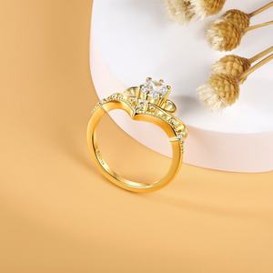 Sunstar Wholesale, bagues en argent sterling 925 plaqué or, bijoux fins, tendance, sertissage à griffes, zircon taille ovale, mariages, fiançailles - Product Image 5