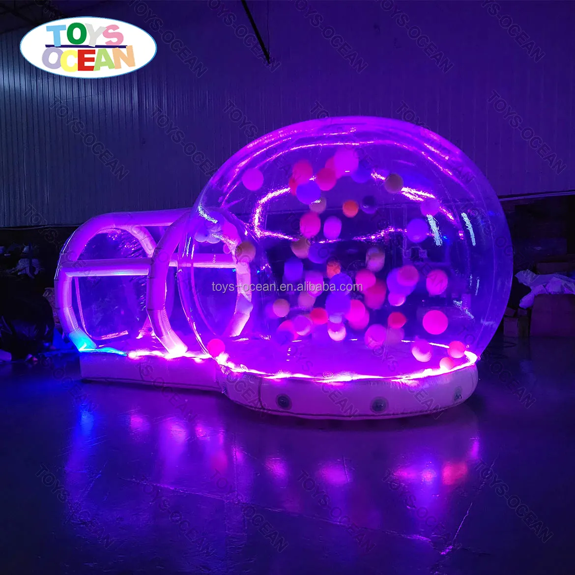 Hot Sale Kids Party Ballon Spaß tragbare springende Blase Ballon Kuppel Haus Zelt aufblasbare Blase Schneekugel Haus mit LED