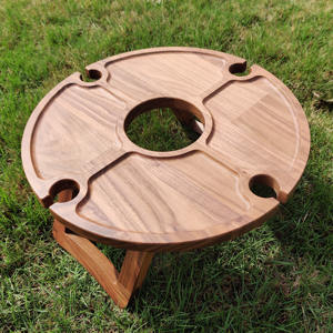 Vino all'aperto Picnic tavolo in legno pieghevole portatile di bambù bicchieri di vino Snack e formaggio vassoio titolare per i concerti presso la spiaggia del parco - Product Image 5