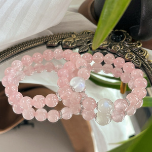 Bracelet en quartz rose naturel et <span class=keywords><strong>pierre</strong></span> <span class=keywords><strong>de</strong></span> <span class=keywords><strong>lune</strong></span>, perles rondes <span class=keywords><strong>de</strong></span> 10 mm, bijoux en pierres précieuses <span class=keywords><strong>de</strong></span> haute qualité pour femmes, vente chaude - Product Image 3
