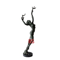 Danseuse en bronze art déco en posant une statue de fille grandeur nature sculpture