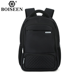 Boiseen Men's <b>Backpack</b> <b>Large</b> Capacity Waterproof Laptop Bag Business Travel Black Solid Color - Product Image 5