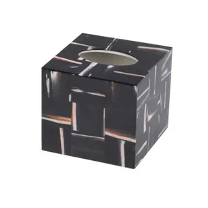 de bambú acrílico tejido Suppliers-Hotel Decorative Tissue Box Black Lave Stone Tissue Acrylic Box