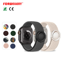 Forwelleny Tali Jam Tangan Elastis Berbahan Nilon Anyaman dengan Gesper Magnetik Bundar untuk Apple Watch S11 10 S12 SE Ultra Ban 46mm