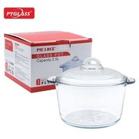 Ensemble de plats à gratin ronds en verre PYGLASS avec couvercle en verre, double poignée, micro-ondable, durable, antiadhésif, écologique pour la cuisine