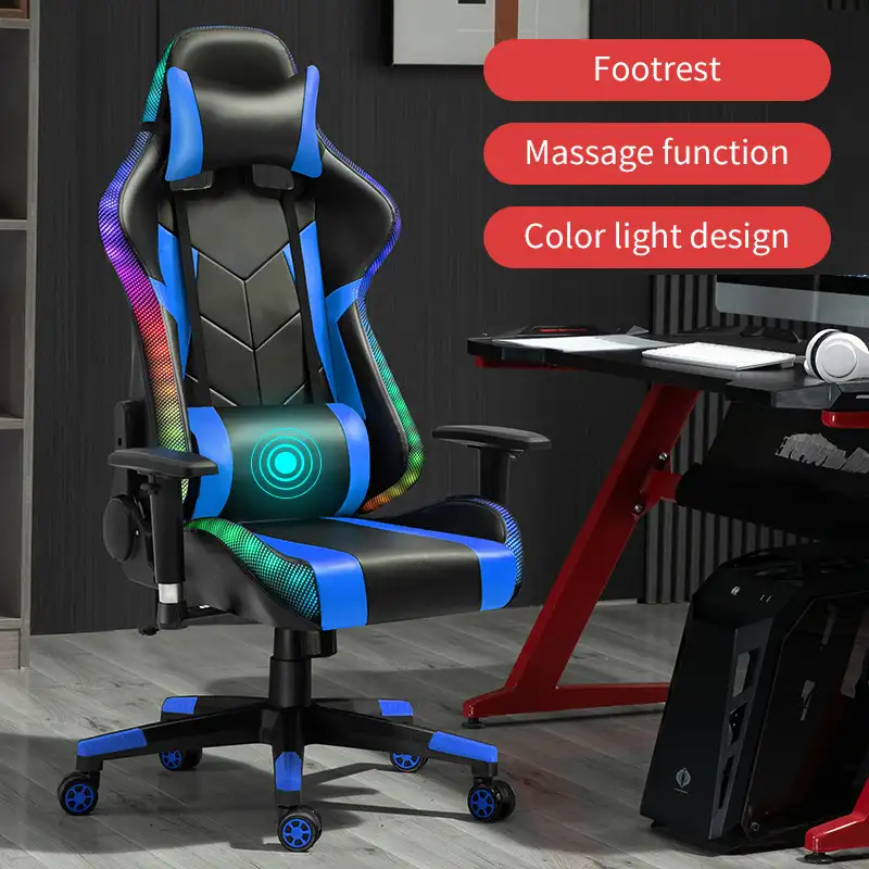 Huihong дешевый игровой стул с подставкой для ног розовый белый синий черный и красный динамик массажный игровой стул для детей подростков взрослых