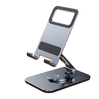 Supports de téléphone portable et de tablette en alliage d'aluminium métallique miniatures, pliables, réglables, rotatifs à 360 degrés, portables