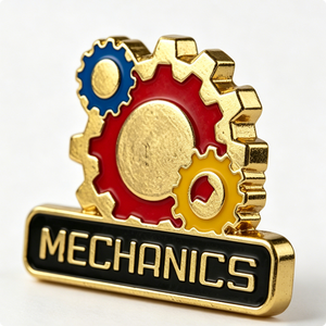 Mechanics Gear Shape Hard Enamel Lapel Pin Gold Plated Engineering <b>Machinery</b> Industry Worker Commemorative Custom Metal <b>Badge</b> - Product Image 4