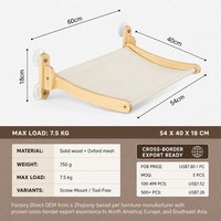 Hamac suspendu pliable et respirant pour chat, avec ventouses, pour fenêtres intérieures, toutes saisons, idéal pour bronzer