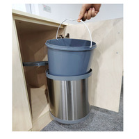 Poubelle de cuisine ronde à bascule en plastique effet métal anthracite
