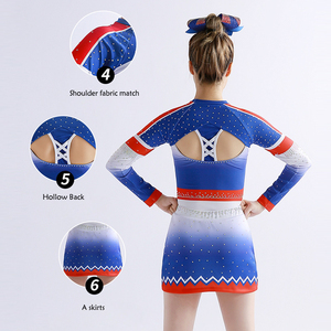 Tenue de pom-pom girl sexy rose grande taille à manches longues Costumes de pom-pom girl Mini jupe uniforme de pom-pom girl - Product Image 5