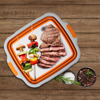 Grande baignoire de préparation pliable de 16 L avec couvercle verrouillable, évier de camping pliable avec passoire, planche à découper, panier de rangement de cuisine