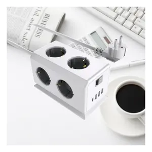 Portable charges plug adapter EU socket cube outlet power strip multi plug extension socket 6 outlets 3 USB 1 TYPE C with Switch